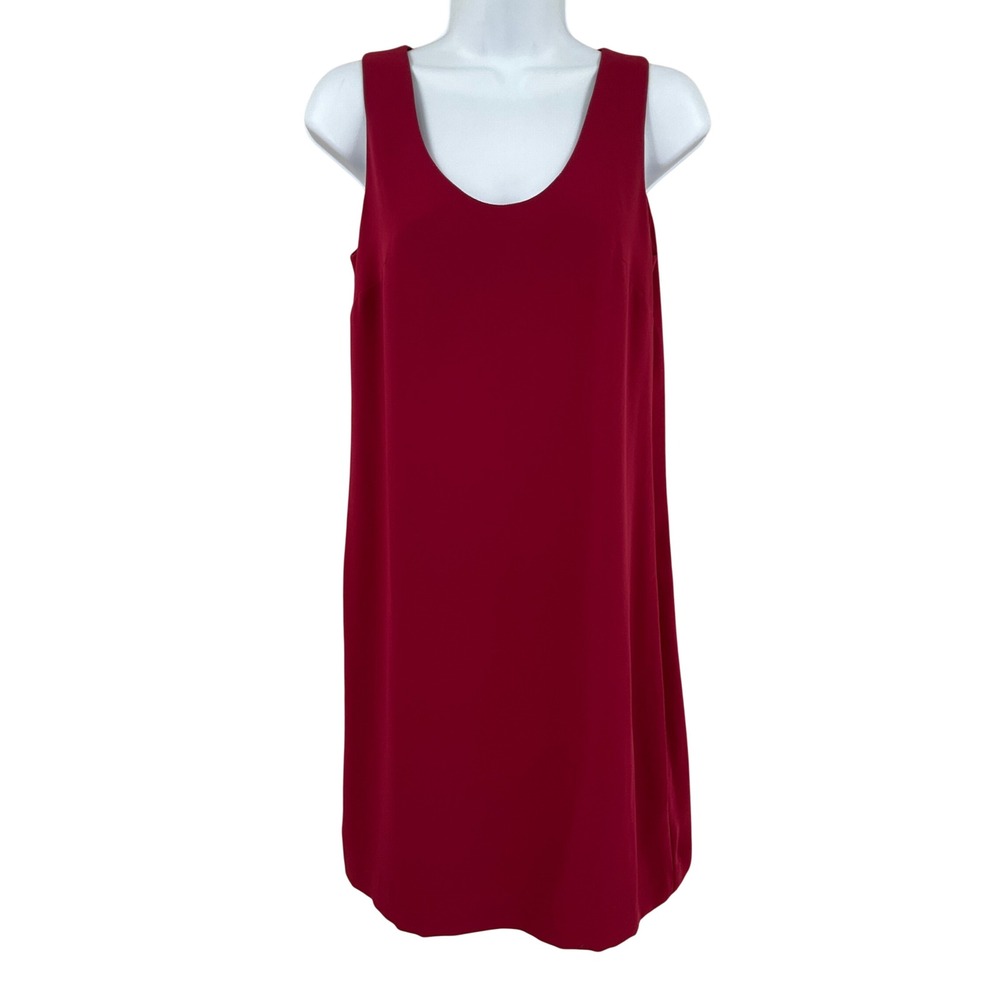 Ann Taylor Womens Red Sleeveless Scoop Neck Shift Dress Size 0 Classic Capsule